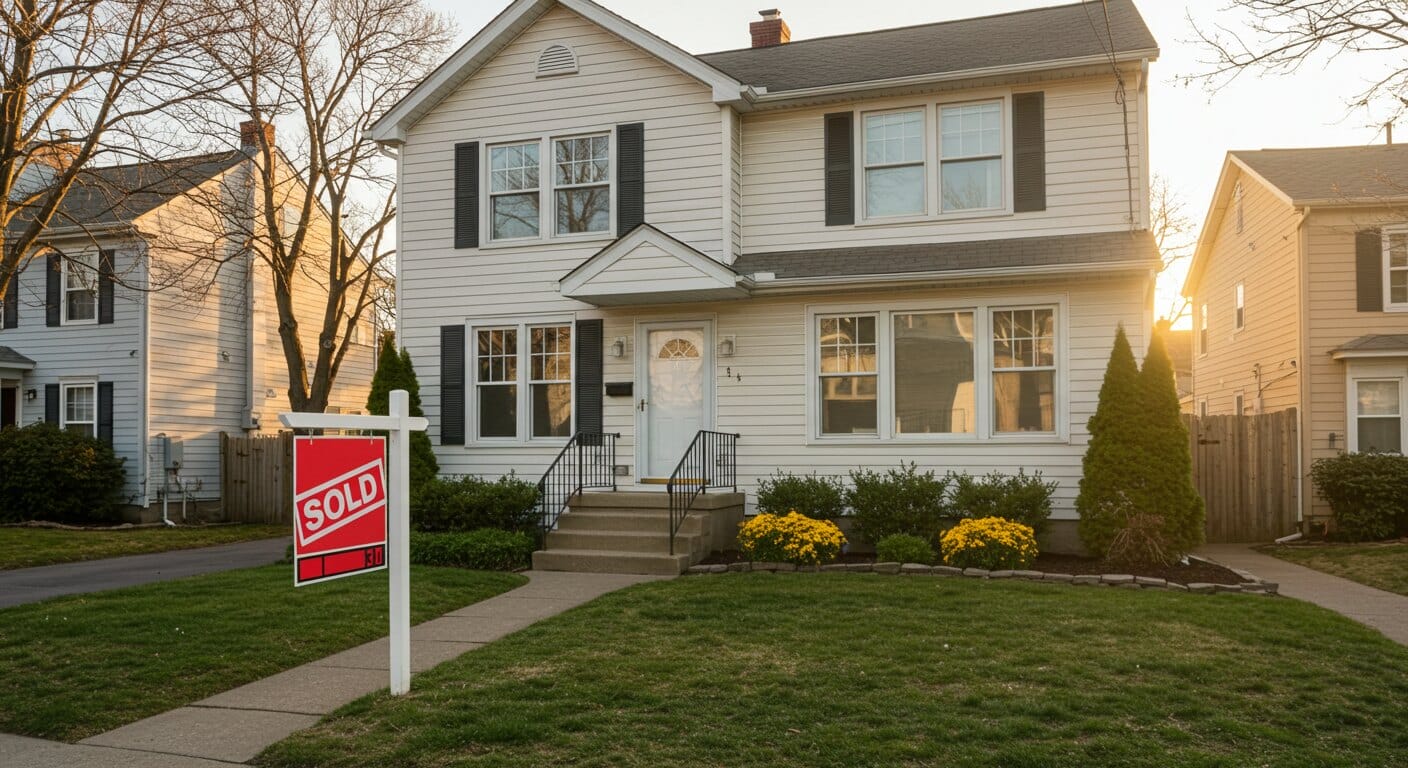 Front exterior of a Staten Island home sold after accepting a cash offer, sunny afternoon