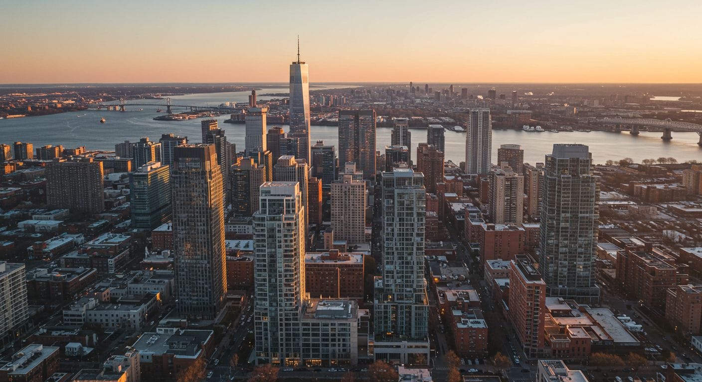 New Jersey skyline showing expensive downtown housing and urban cost of living in 2025.