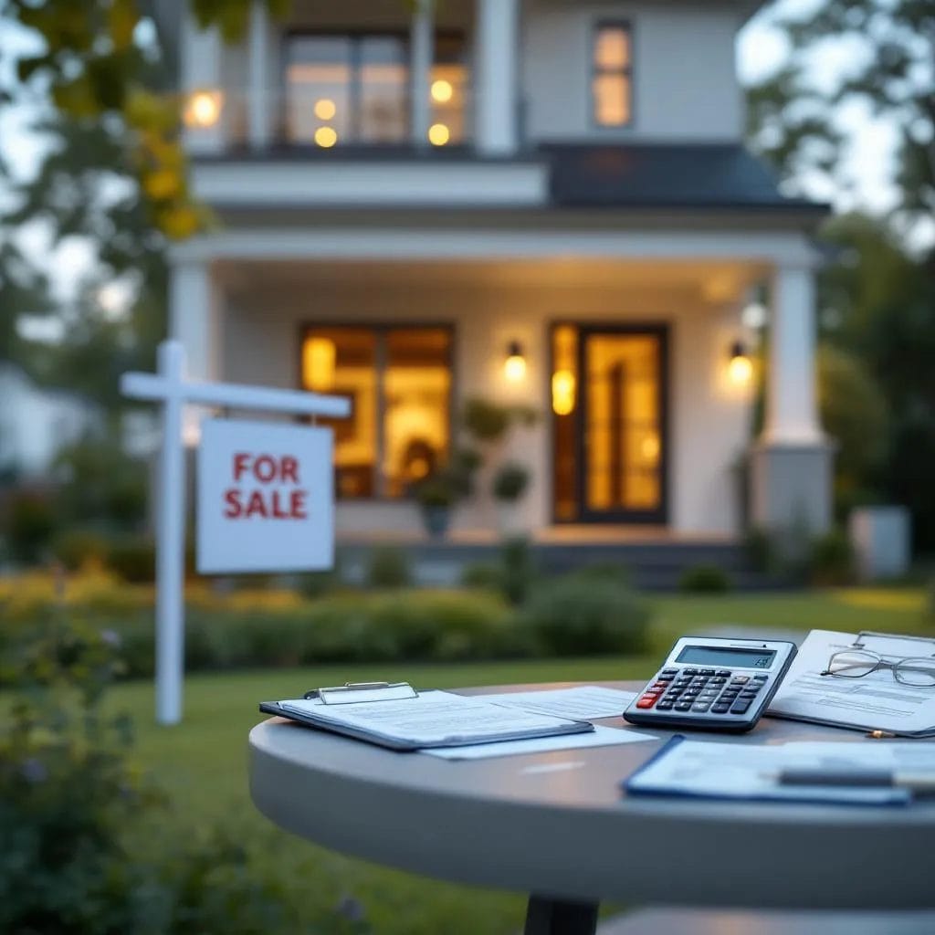 Low appraisal buyers guide header image showing modern suburban home with for sale sign and appraisal documents.