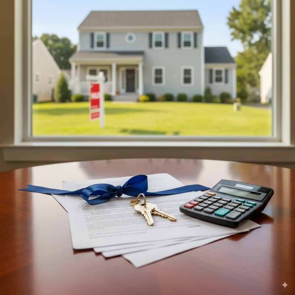 Staten Island home with escrow documents and house keys representing earnest money deposit process in New York real estate transactions.
