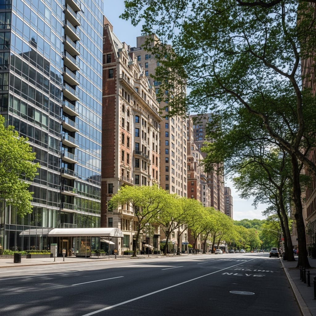 Manhattan high-rise residential buildings including luxury condominiums and co-op apartments showing the premium real estate market for sellers.
