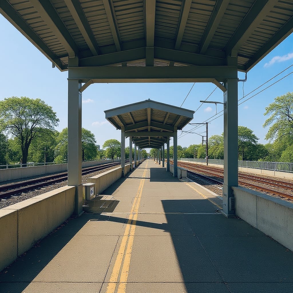 Staten Island Railway Great Kills train station platform with express service to Manhattan ferry