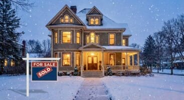 Winter home buying in NY with snow-covered property