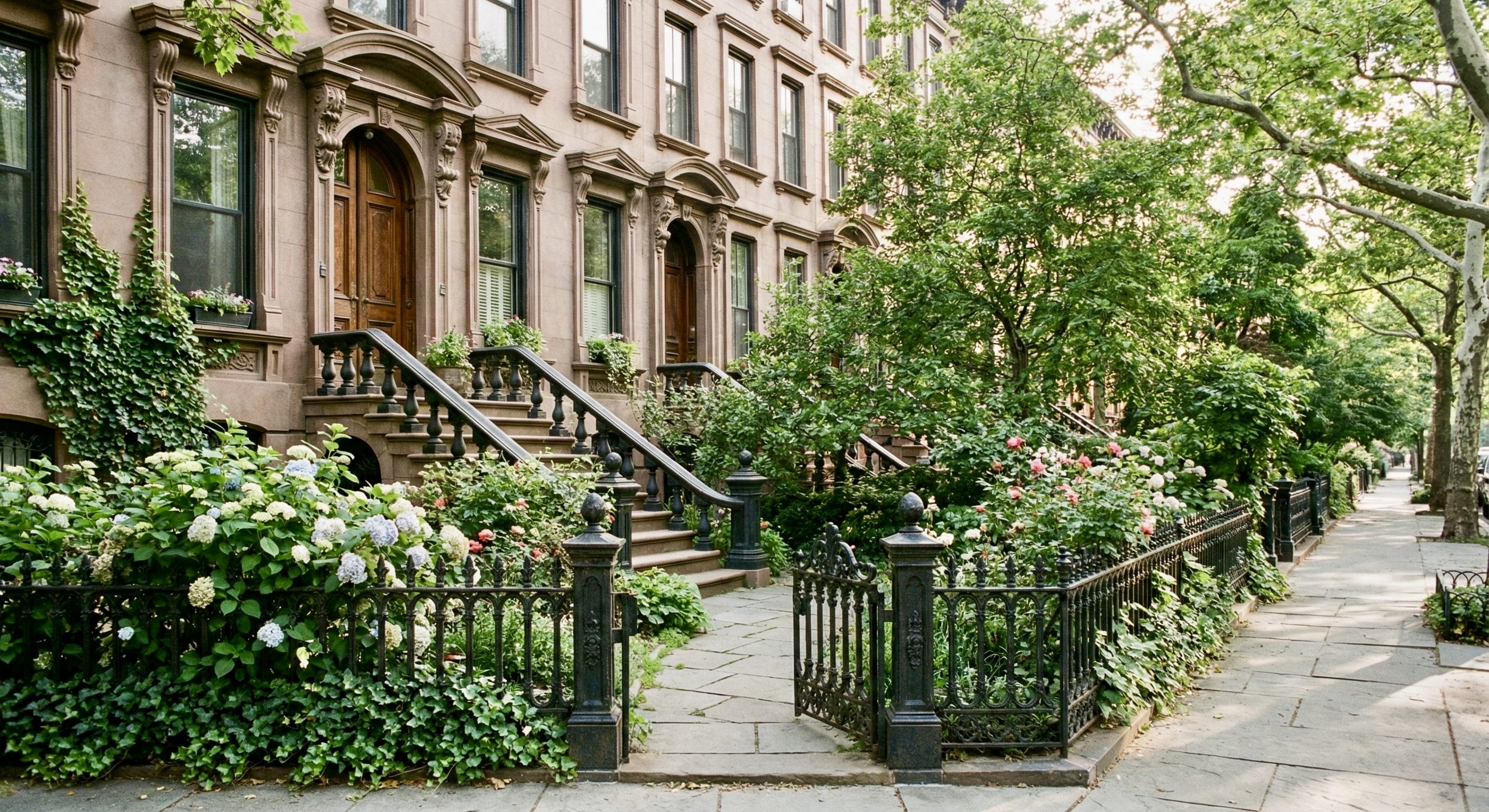 Carroll Gardens Brooklyn historic brownstone architecture.