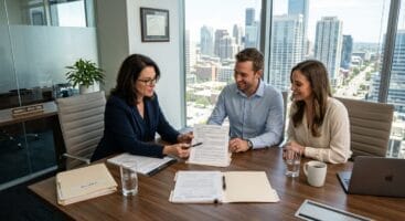 Real estate attorney reviewing contract with buyers during attorney review period in NY NJ