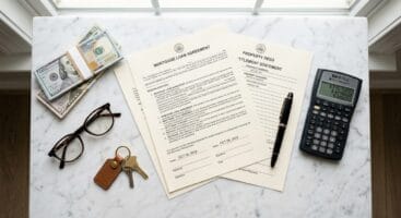 Closing costs in New York 2026 documents calculator and house keys on desk