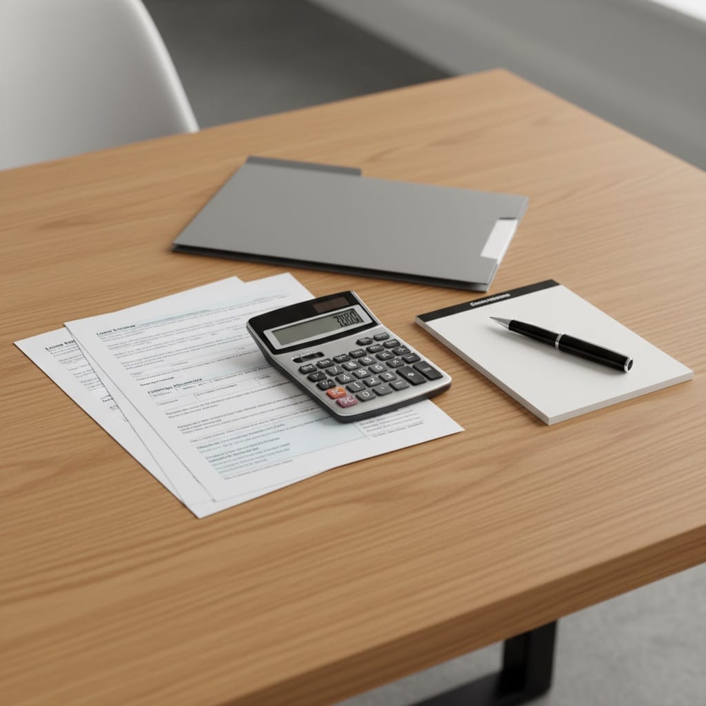 Professional mortgage paperwork and financial calculator representing New Jersey home buyer closing cost calculations.