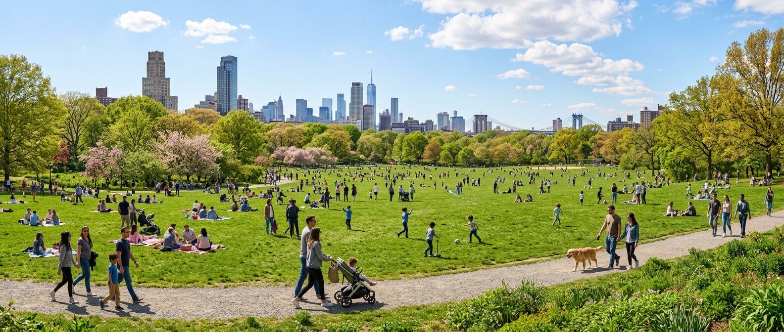 Prospect Park Long Meadow in Park Slope Brooklyn
