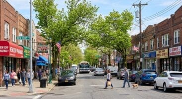 new dorp staten island neighborhood new dorp lane commercial street with brick storefronts